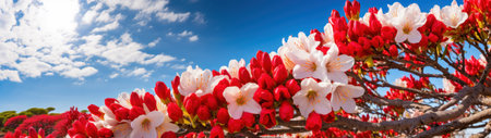 a group of flowers on a treeの素材