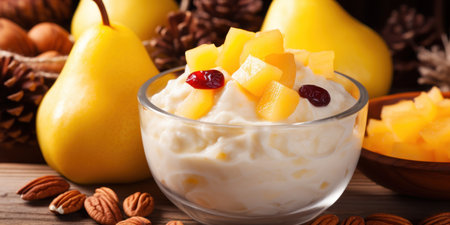 a bowl of fruit and nutsの素材