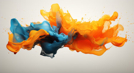 a blue and orange liquid in waterの素材