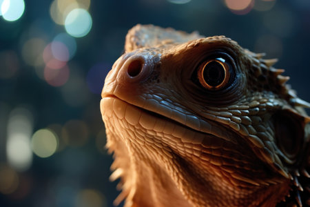a close up of a lizard's faceの素材