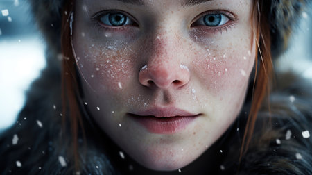 a close up of a woman's faceの素材