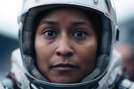 a woman wearing a helmetの素材