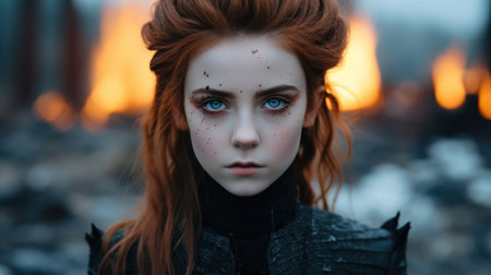 a woman with red hair and frecklesの素材