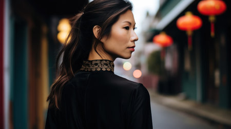 a woman in a black dressの素材