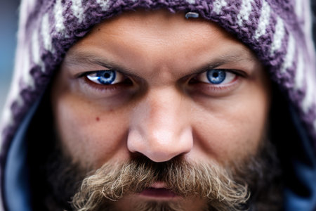 a man with a beard and mustacheの素材