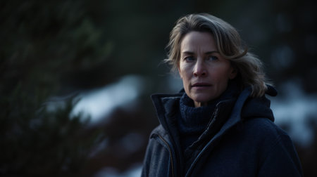 a woman in a coatの素材