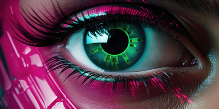 a close up of a human eyeの素材