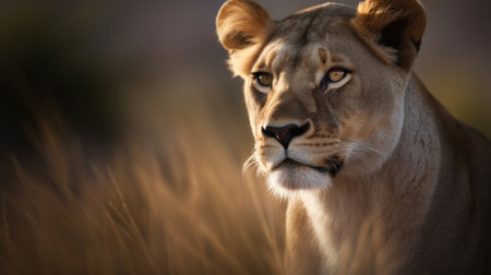 a lion in the grassの素材