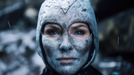 a woman wearing a maskの素材