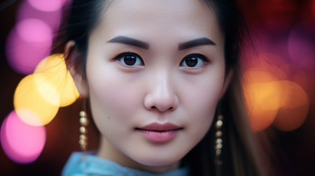 a close up of a woman's faceの素材