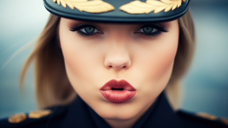 a woman wearing a black hatの素材