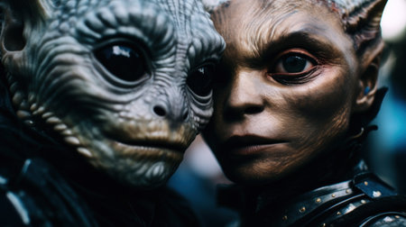 a close up of two peopleの素材