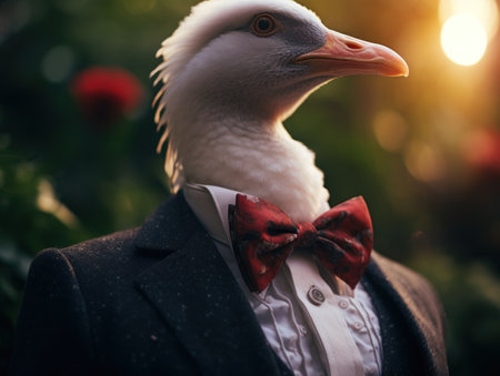 a duck wearing a suit and bow tieの素材