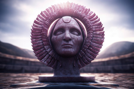 a statue of a person's faceの素材
