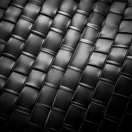 a close up of a black leather surfaceの素材