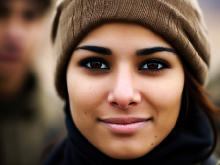 a woman wearing a brown hatの素材