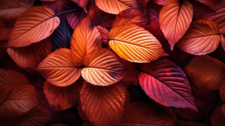 a group of red and orange leavesの素材