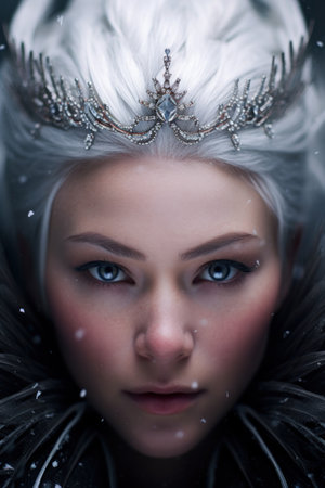 a woman with a crown on her headの素材