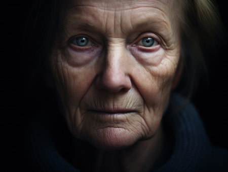 a close up of an old womanの素材