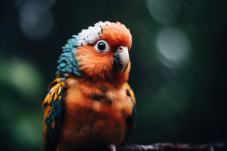 a colorful bird on a branchの素材