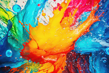 a colorful paint splashing in waterの素材