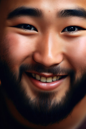a close up of a man's faceの素材
