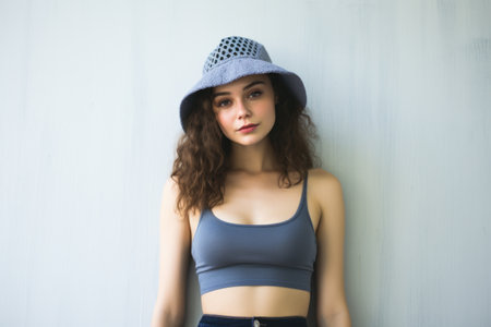 a woman wearing a hatの素材