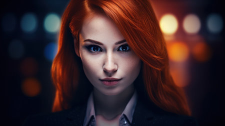 a woman with red hairの素材