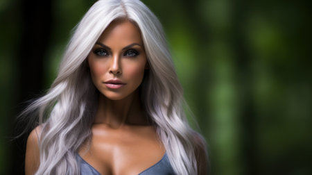 a woman with long blonde hairの素材