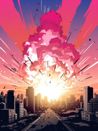 a explosion in a cityの素材