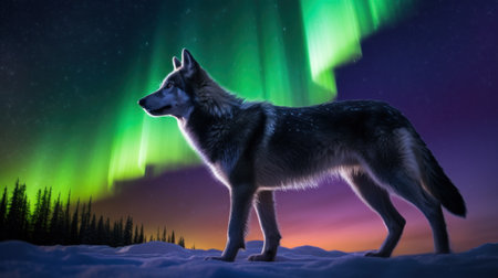 a wolf standing in the snowの素材