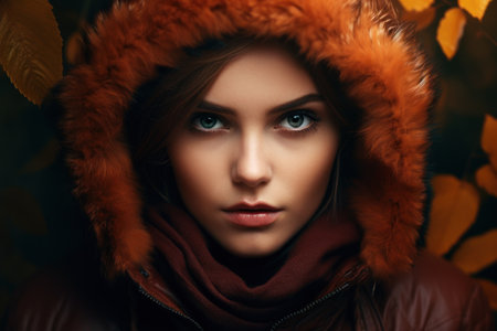 a woman wearing a hoodの素材