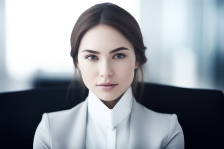 a woman in a white shirtの素材