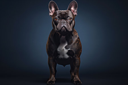 a dog standing on a blue backgroundの素材