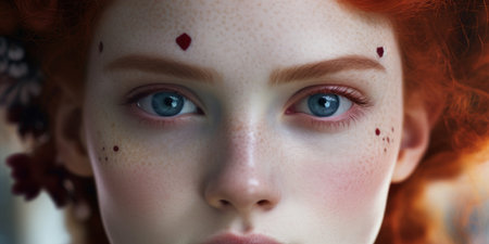 a close up of a woman's faceの素材