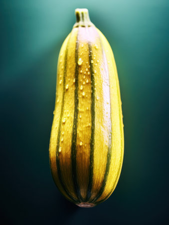 a yellow squash with water droplets on itの素材