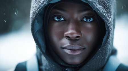 a woman wearing a hoodの素材