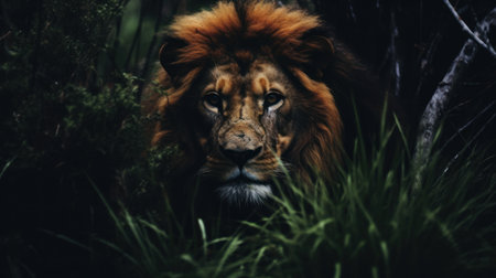 a lion in the grassの素材