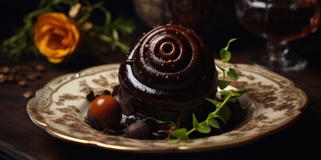 a chocolate swirl on a plateの素材