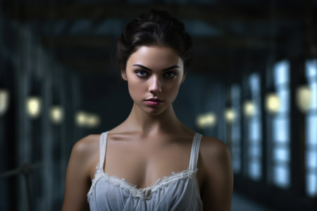 a woman in a white dressの素材