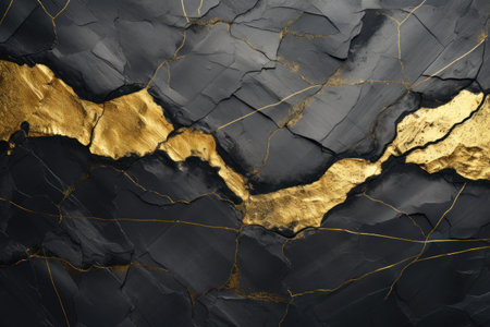 a black and gold cracked surfaceの素材