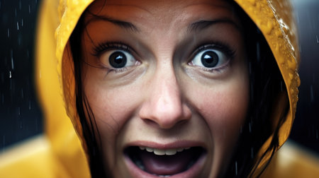 a woman with her mouth openの素材