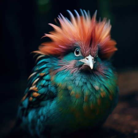 Portrait of a colorful turquoise peacock in a cageの素材
