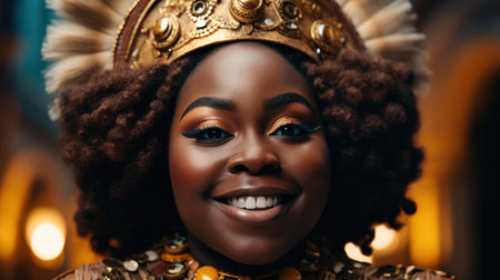 a woman wearing a crown and makeupの素材