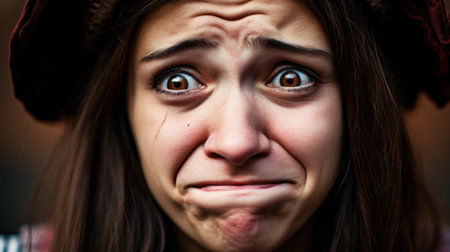 a close up of a woman's faceの素材