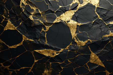 a black and gold cracked surfaceの素材