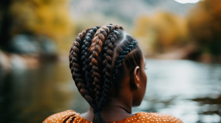 a woman with braids in her hairの素材