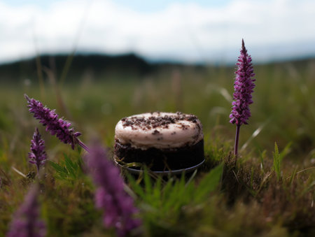 a cake in the grassの素材
