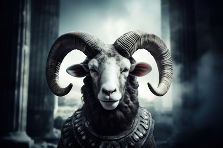 a ram with horns in a garmentの素材