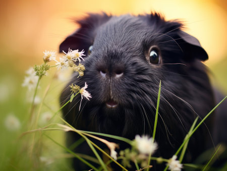 a black animal in grassの素材